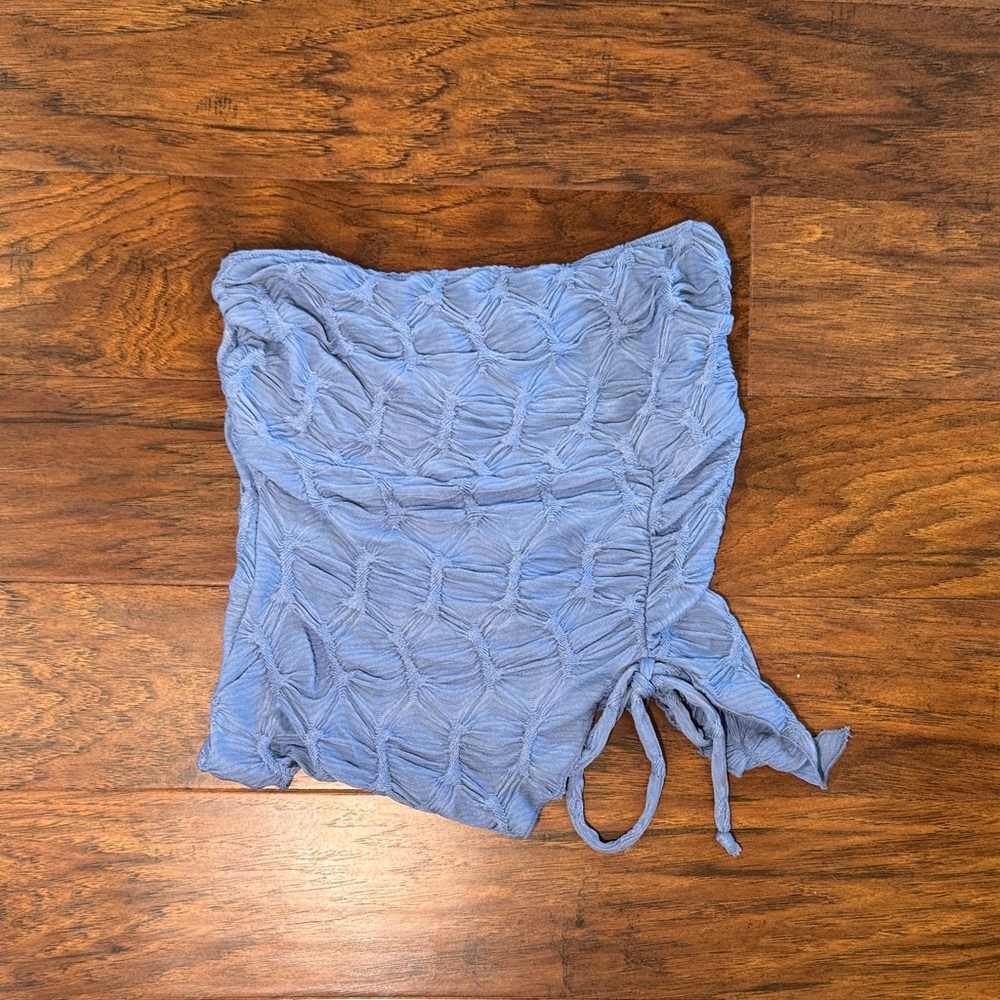 See You Monday Blue Textured Blouse